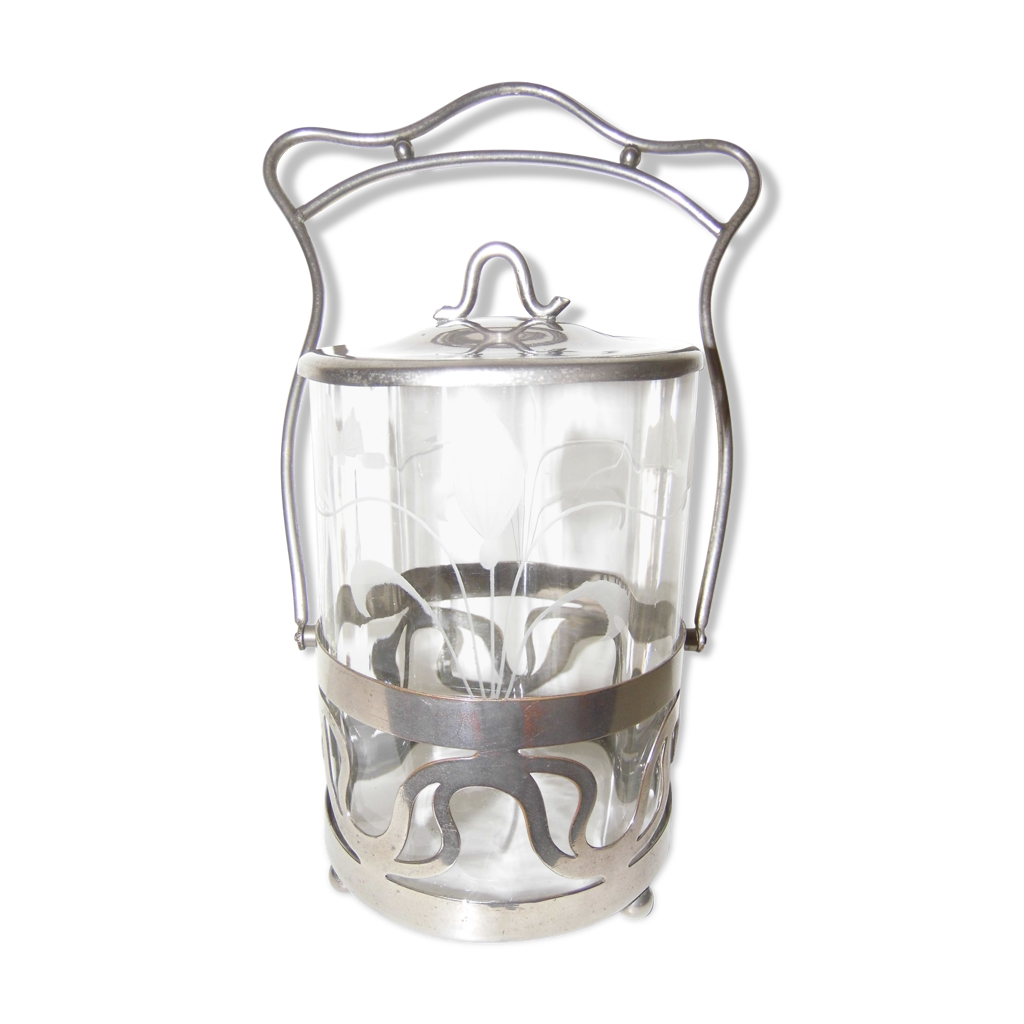Seau à glace vntage en verre estampllé avec une anse en métal - Etsy France