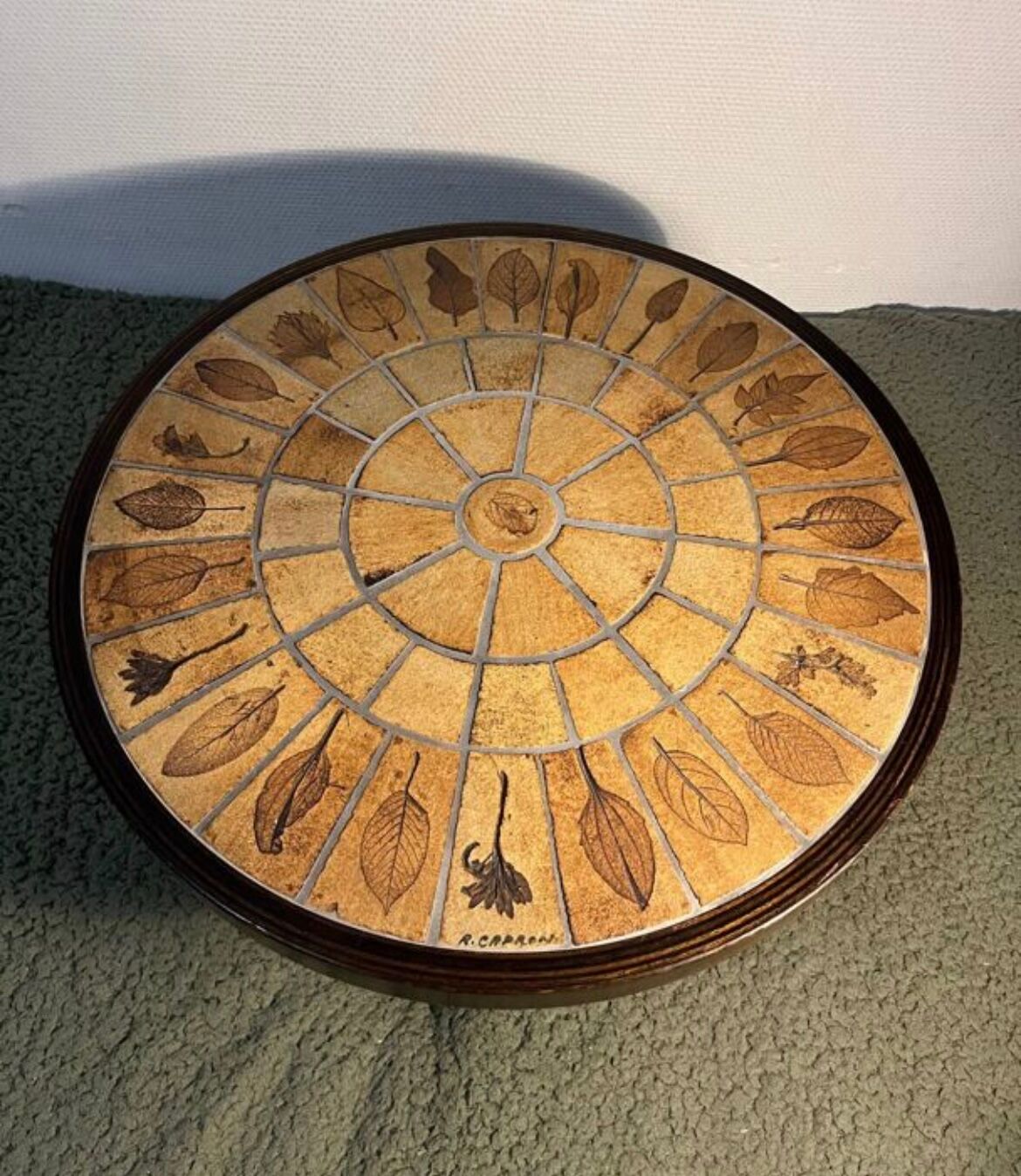 Roger Capron ceramic and wood side table/coffee table