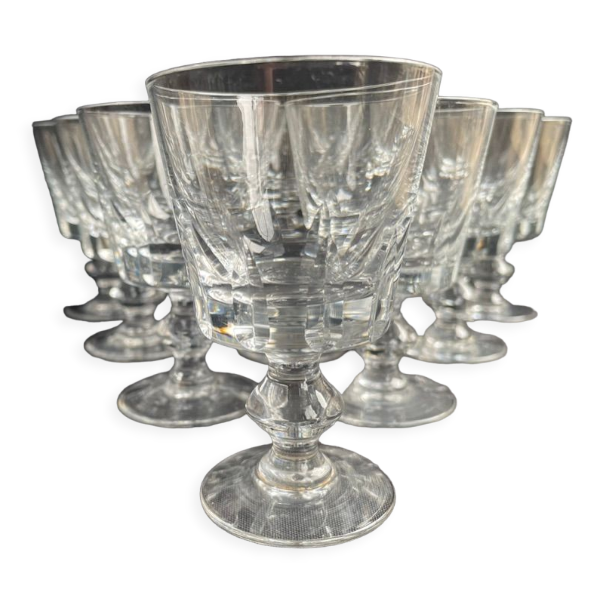 10 crystal port stemmed glasses - XXth