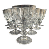 10 verres à pied à porto en cristal - XXème