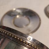 Duo of chocolate cups in silver metal