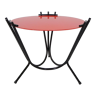 Table basse vintage avec plateau en verre rouge