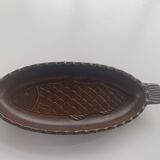 Glazed ceramic dish with fish pattern in relief friesbud melitta germany katen geschler 70