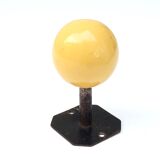 Metal hook, yellow wood ball, 50s