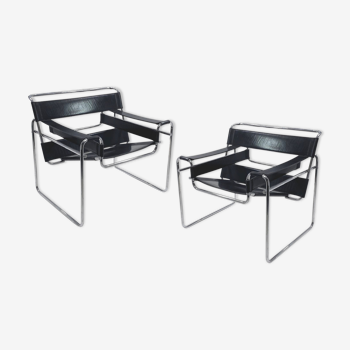 Armchairs Wassily, by Marcel Breuer, Edition Fasem, Italy 1988