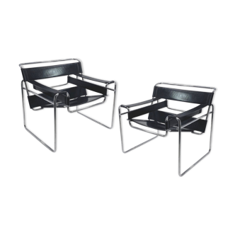 Armchairs Wassily, by Marcel Breuer, Edition Fasem, Italy 1988