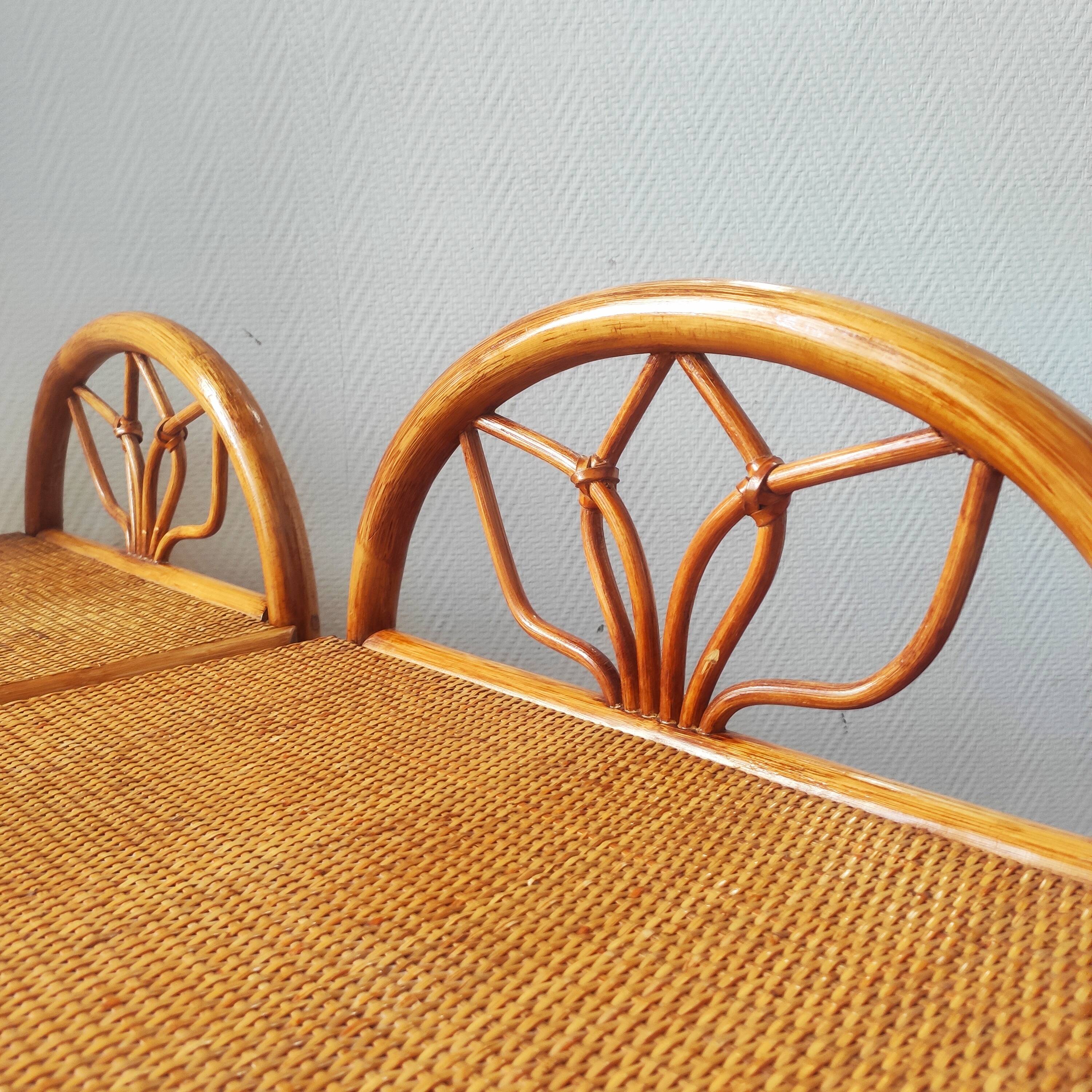 Pair of vintage rattan bedside tables - side tables