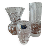 Trio de vases vintage en cristal de Bohème