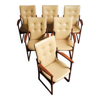 A set of six armchairs from the 1960s / 1970s for Vamdrup Stolefabrik