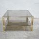Table basse vintage en verre et laiton éditée par Roche Bobois