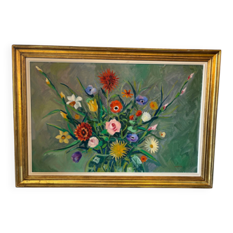 Bouquet de fleurs signé