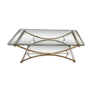 Table basse acier doré et verre