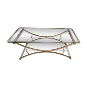 Gold steel coffee table and beveled glass