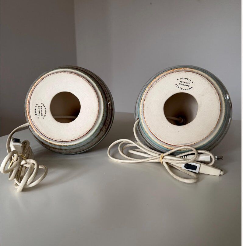 Lampes de table en grès du milieu du siècle de Søholm Stentøj, Danemark, années 1960, ensemble de 2