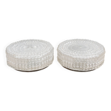 Set of 2 Erco ceiling lights from the 60s in diamond-tipped glass Diameter 35cm