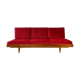 Daybed in beech and red fabric by jitona, vintage czech 1970s