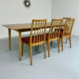 Extendable dining table in solid beech, Scandinavian design from the 70s