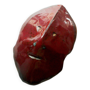 Glazed red ceramic mask, in the style of Accolay, 1950s / 60s.