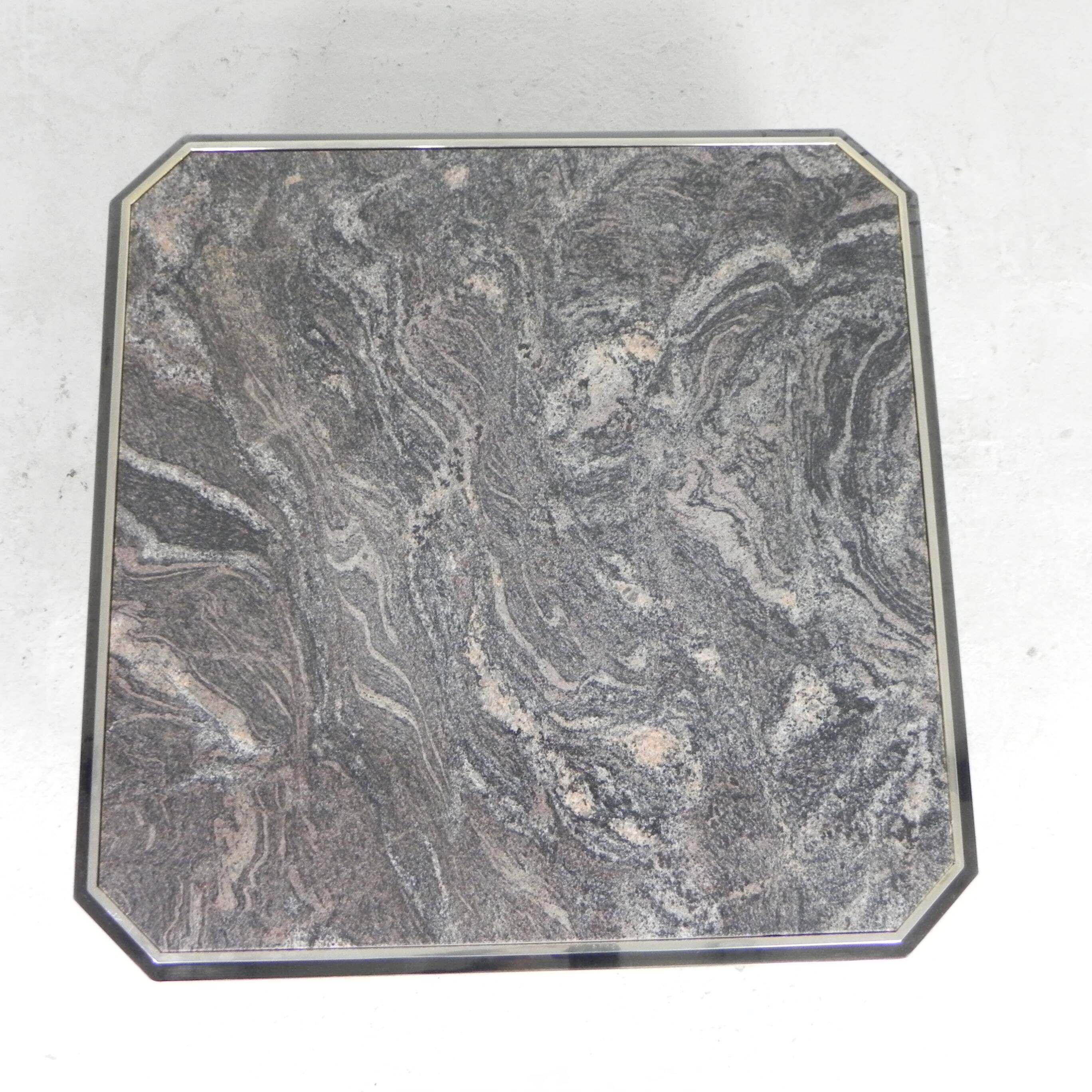 Fedam coffee table, hollywood regency, marble in steel frame