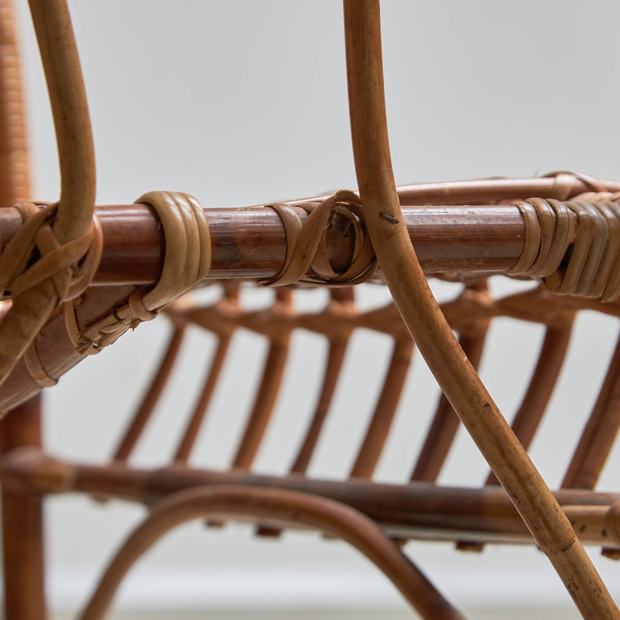 Italian Cane Garden Armchair, 1970s