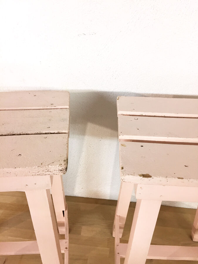 Vintage pink farm stools, 1960