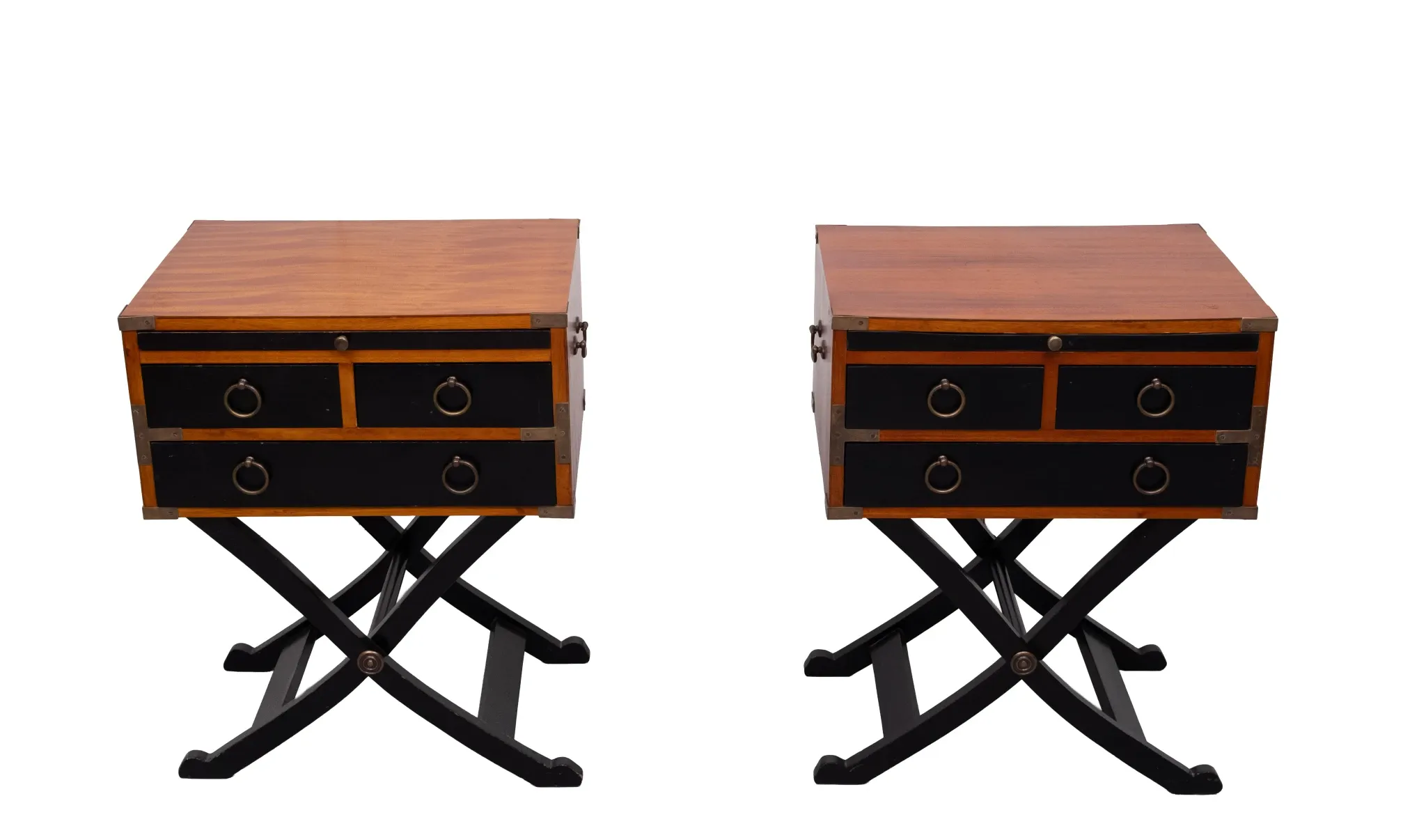 Authentic Models Bombay Campaign style side tables or Night stands 1970s En