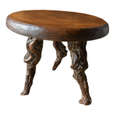 Table basse ronde, pieds de vigne