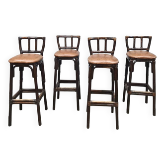 Franse vintage bamboo barstools 'Bohemian'