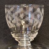 10 old port wine glasses in engraved art deco chiseled crystal