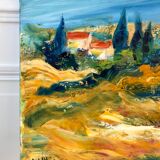 Oil on canvas painting landscape signed