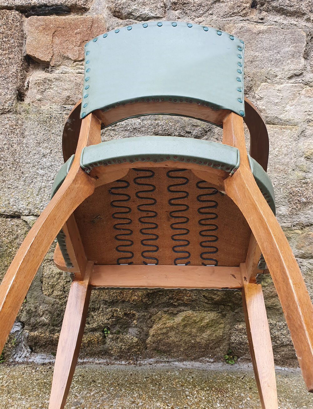 Green vintage bridge chair, 30s - 40s