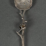 Dessert spoon silver initials SM naturalist branch 64 grams