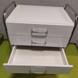 Medical trolley stainless steel, white lacquered 4 drawers