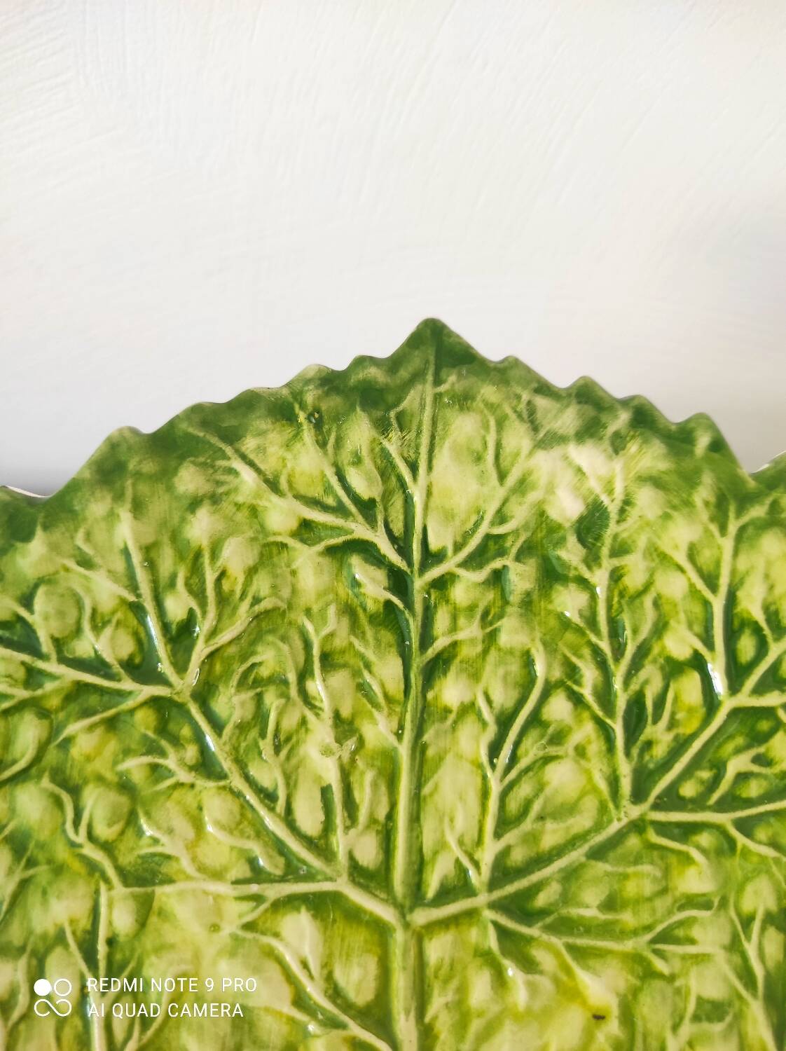 Assiette feuille de chou Barbotine