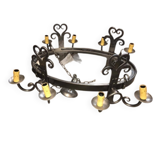 Medieval-style wrought iron chandelier