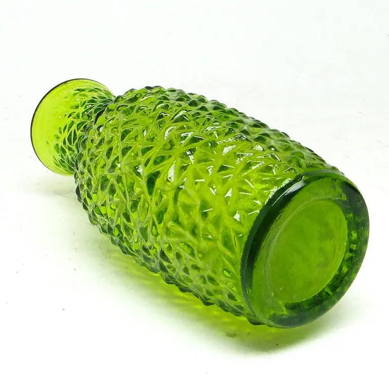 Postmodernist vase, green pressed glass, HSG Prądniczanka, Poland, 1970s