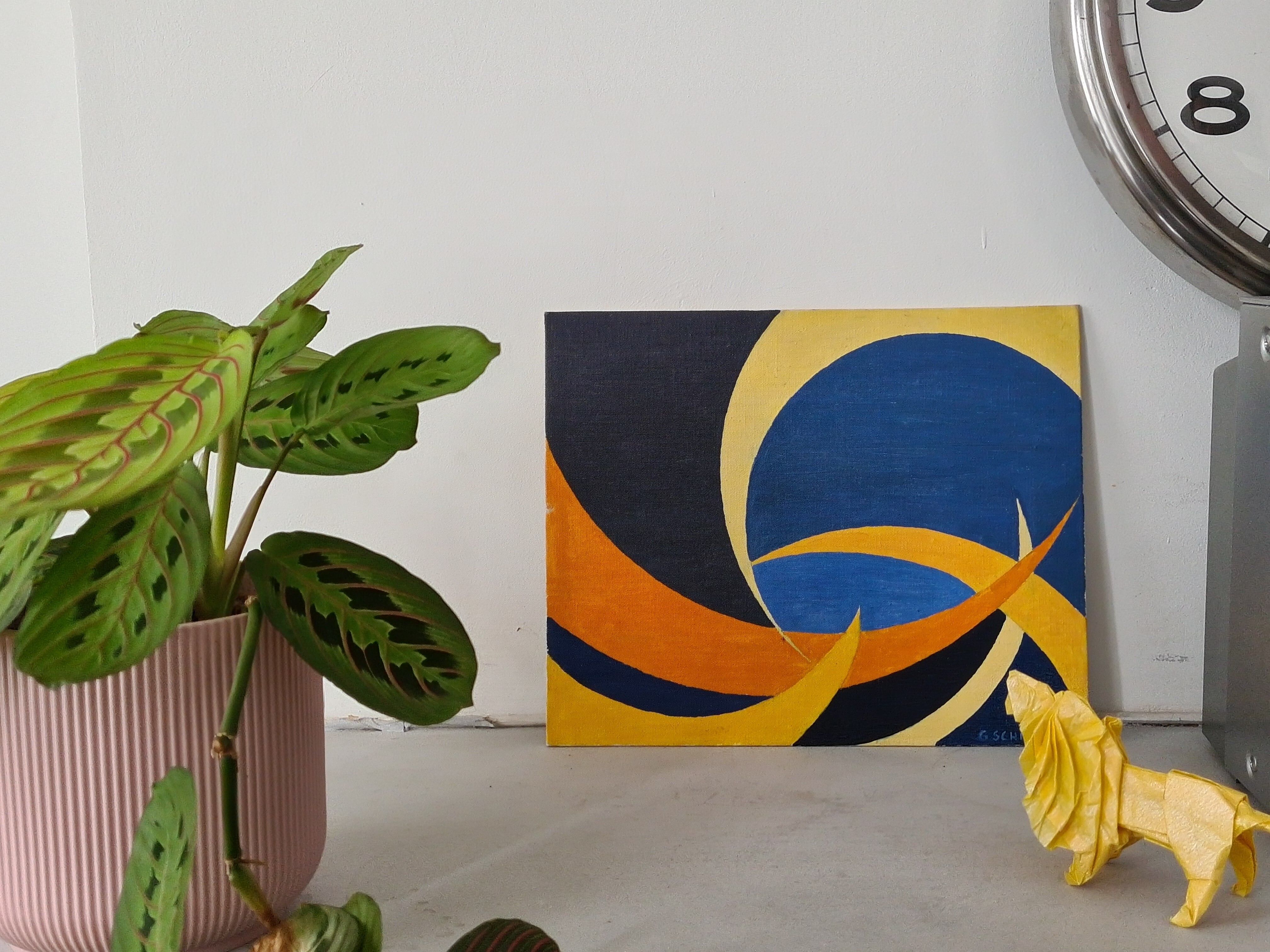 Painting op-art, acrylic on cardboard
