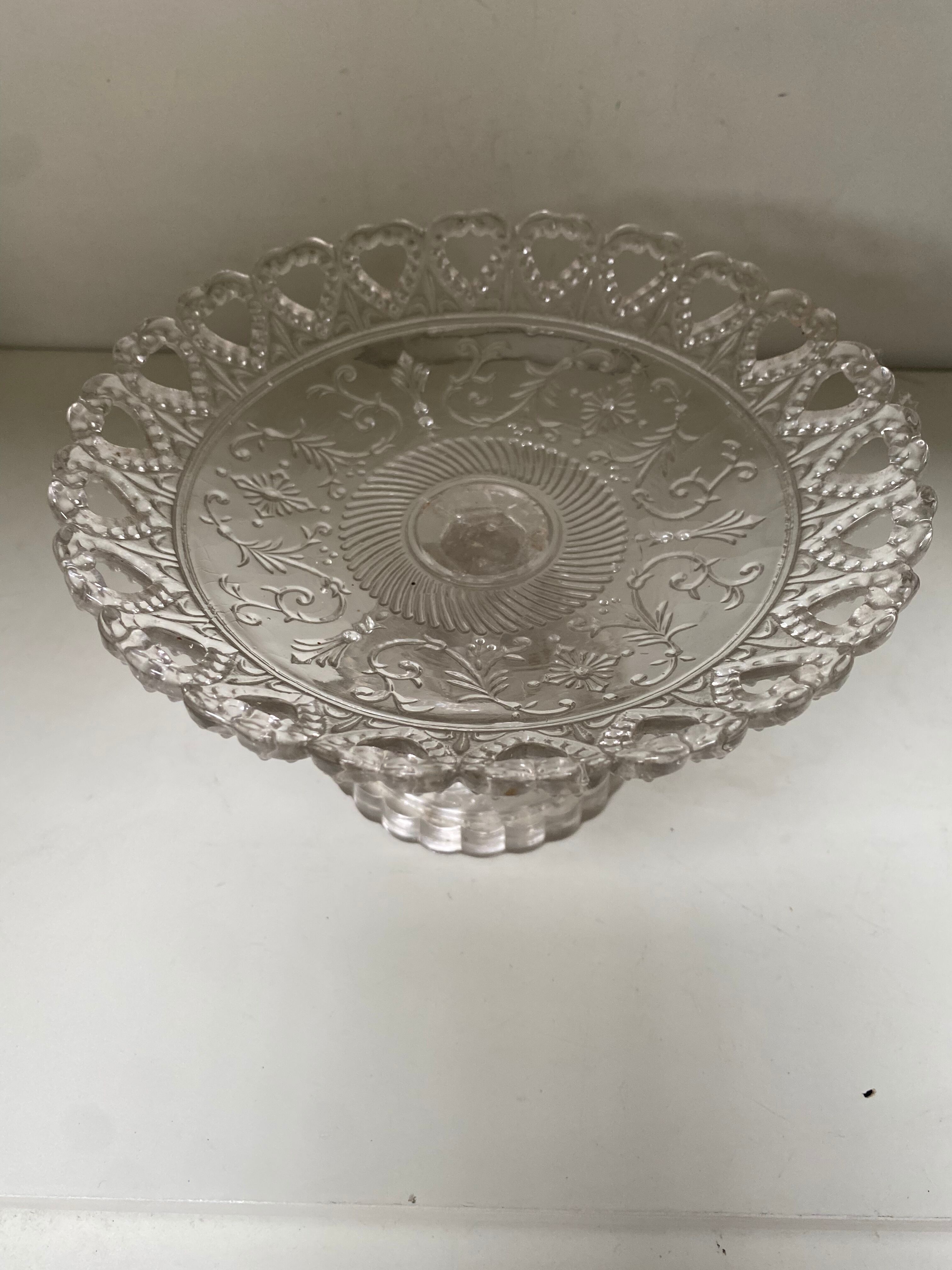 Vintage glass cake dish
