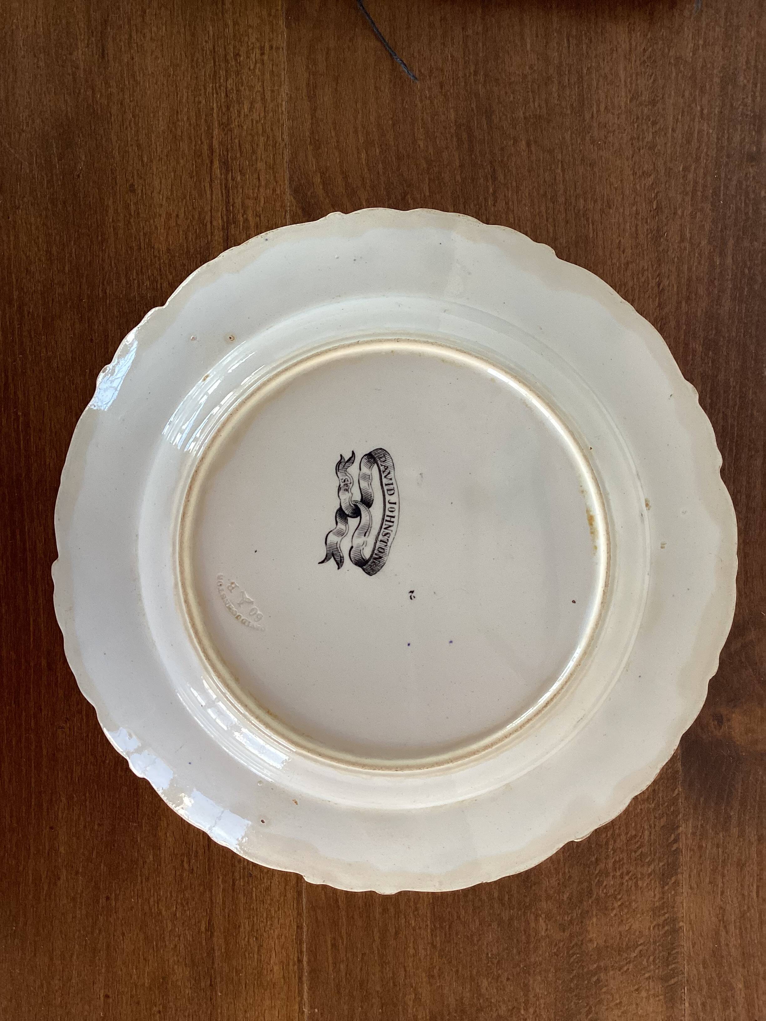 Antique pipe plate david johnston bordeaux 19th century