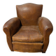 Pair of moustache club armchairs in leather, France, 1930s — to be restored.