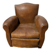 Paire de fauteuils club moustache en cuir, France, années 1930 — à res