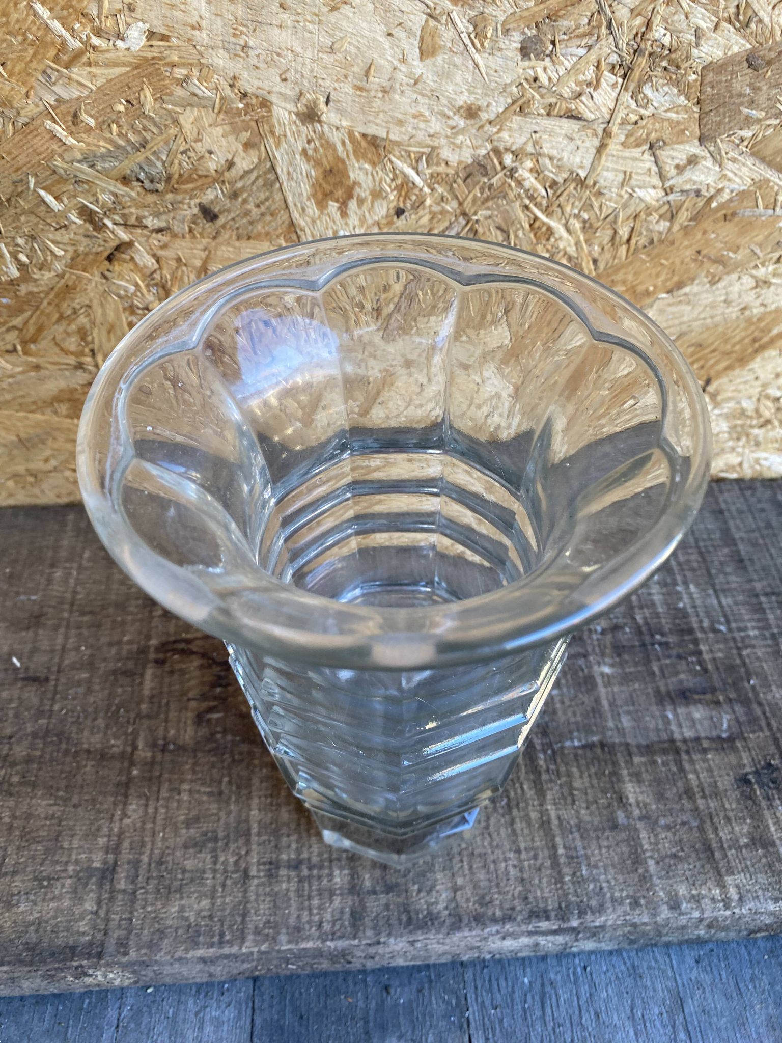 Vintage 1970s Moulded Glass Vase Made in France #D973
