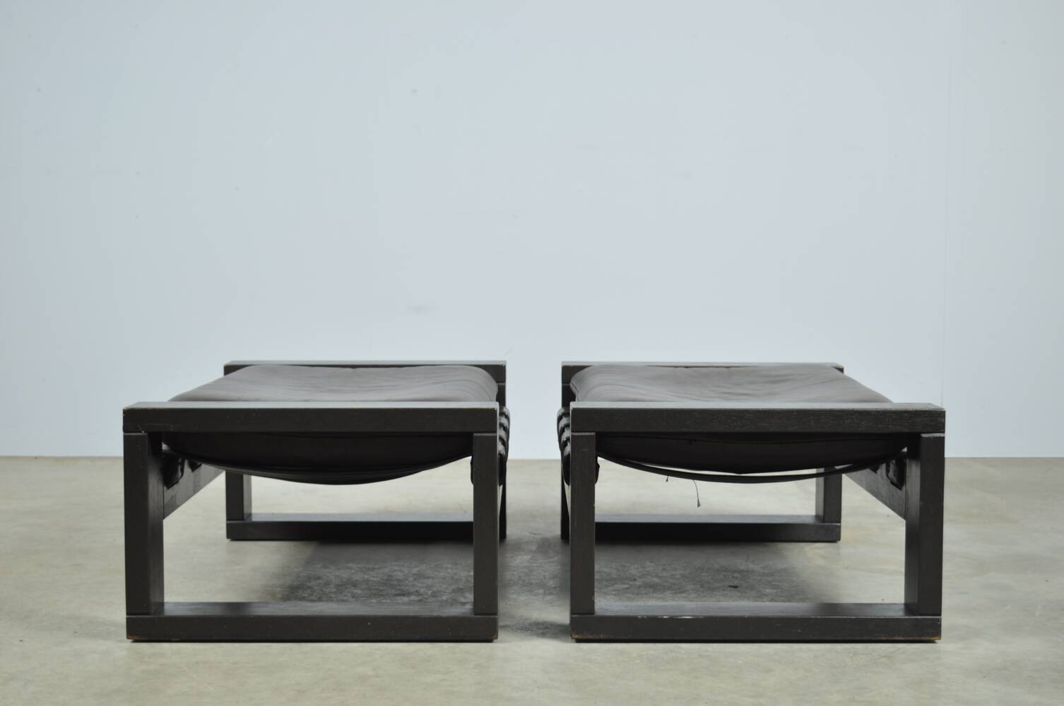 Sonja wasseur / brutalist leather footstools / netherlands 1970s