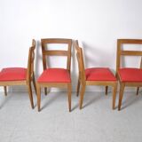 4 Chaises en chêne massif 1950