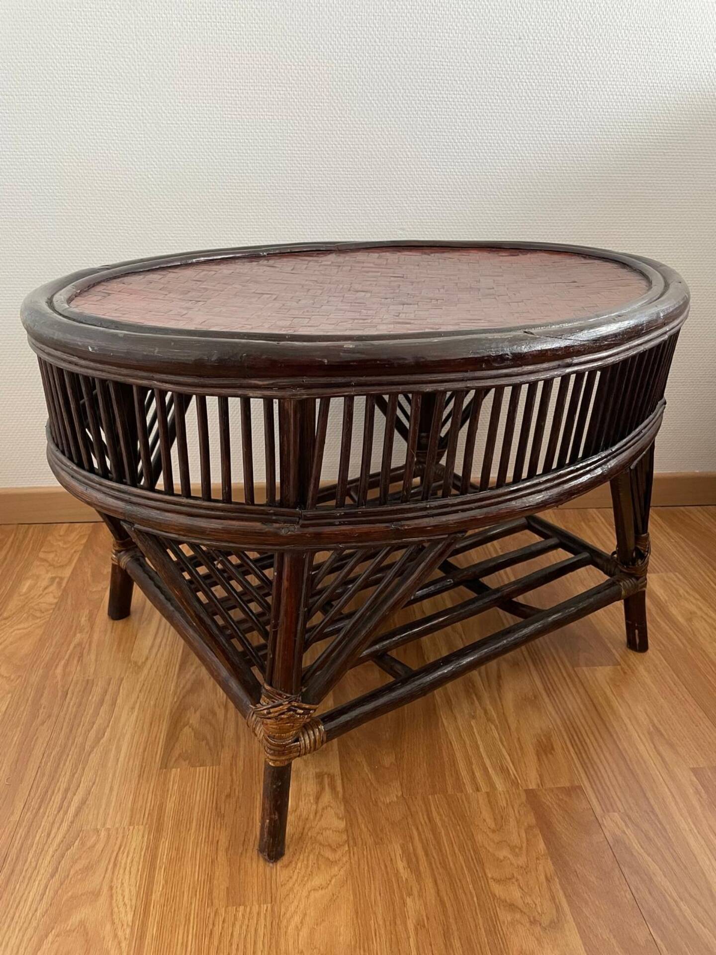 Table basse coloniale rotin et osier