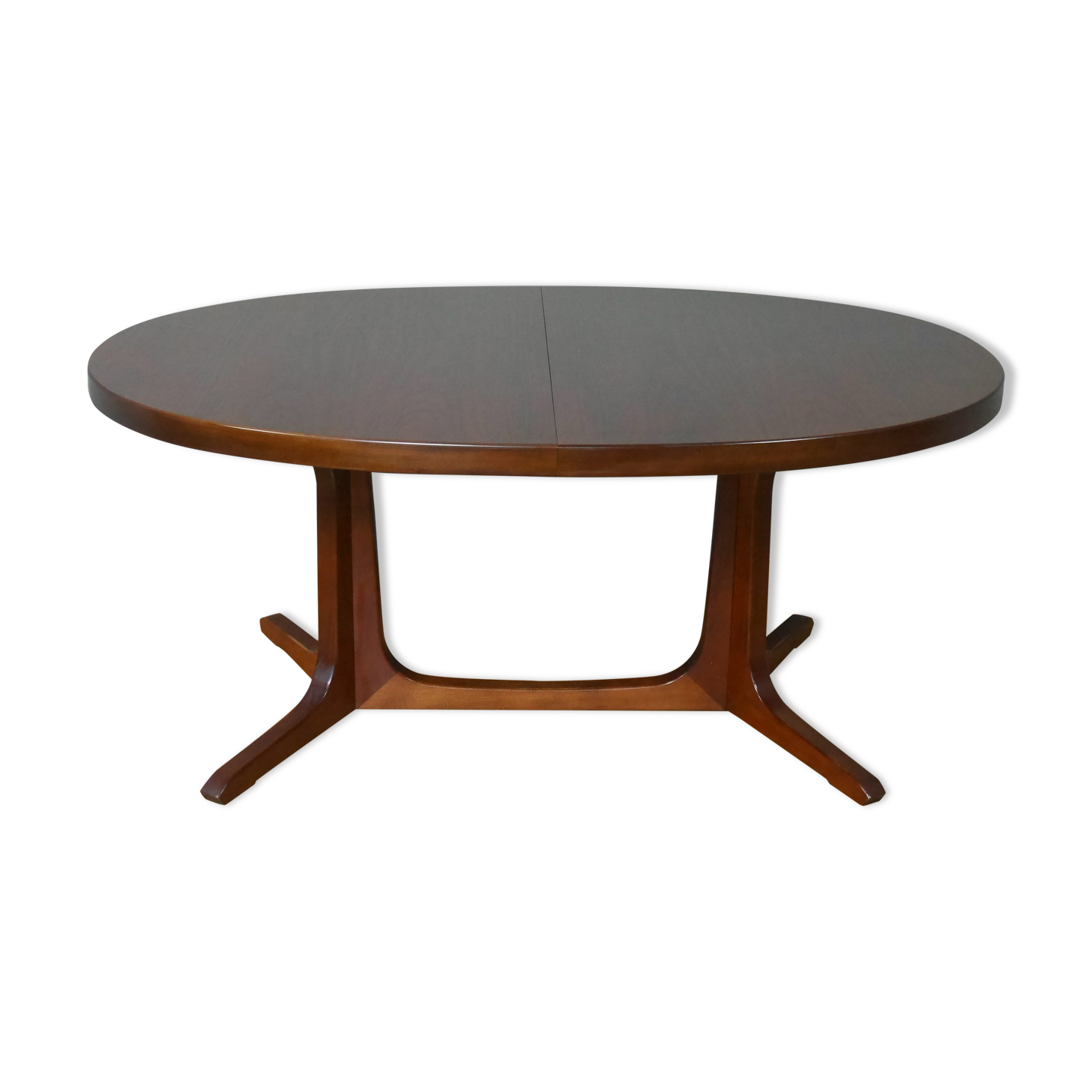 American walnut oval dining table with 2 60s extensions