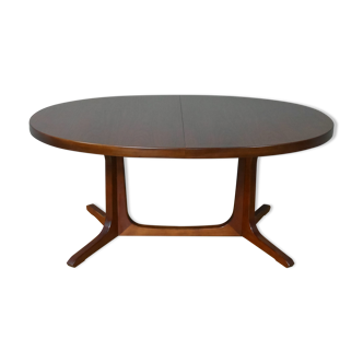 American walnut oval dining table with 2 60s extensions