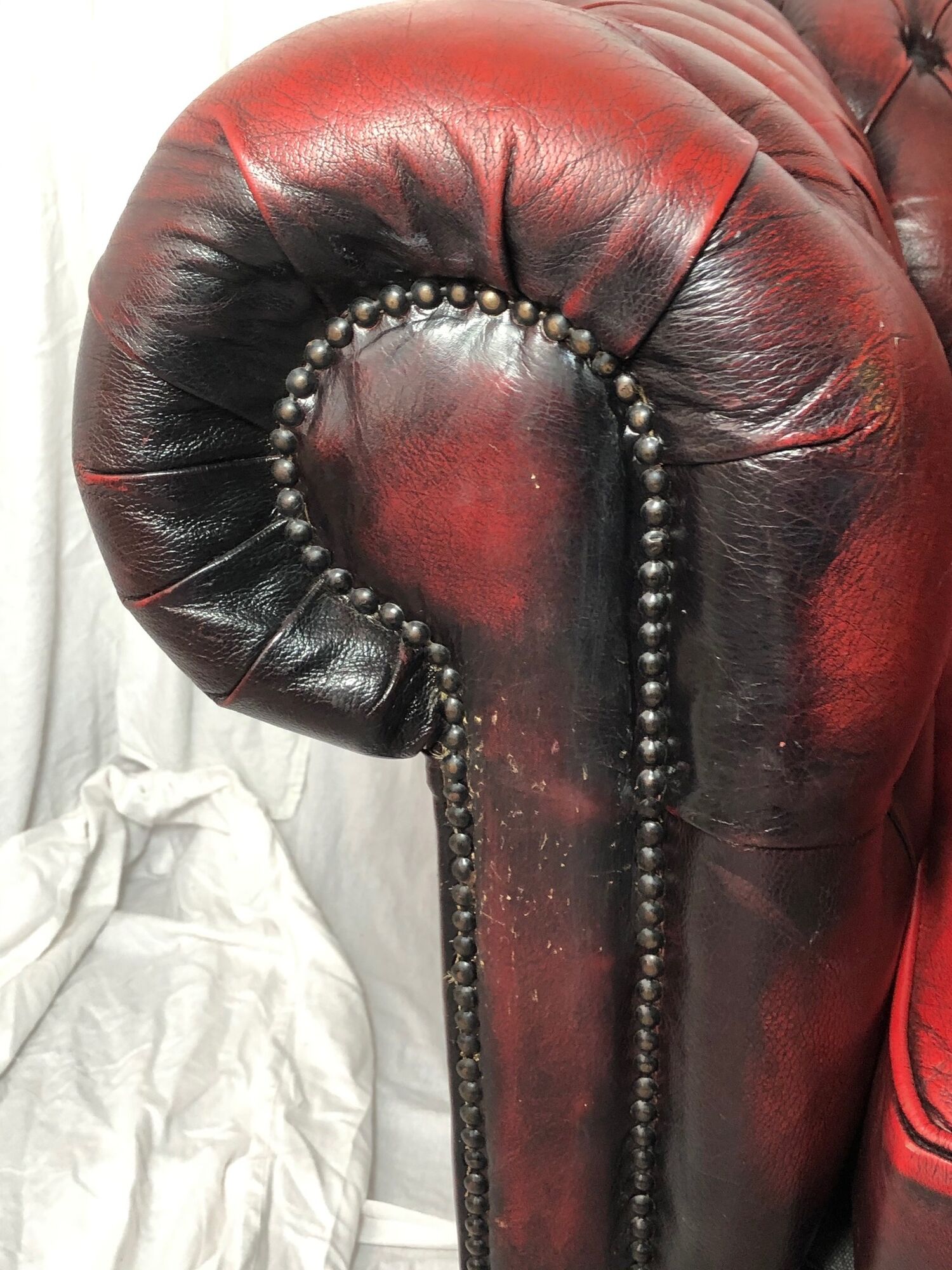 English 20th century leather Chesterfield sofa 4 seater oxblood red