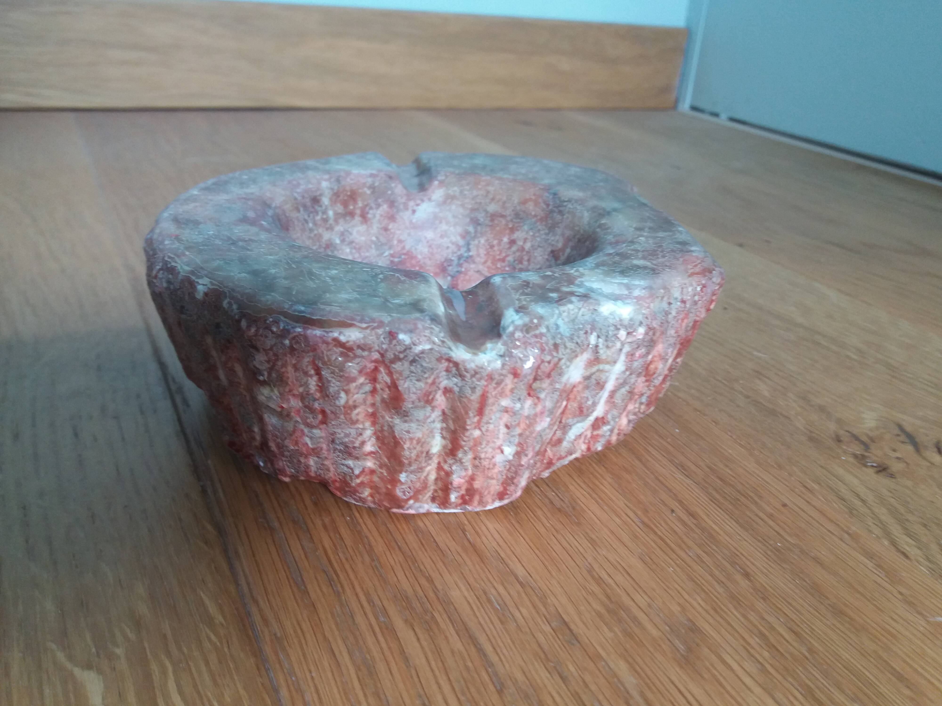 Red marble paperweight ashtray