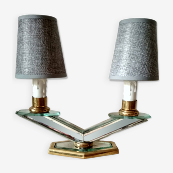 Old art deco table lamp - 2 lights - mirror lamp
